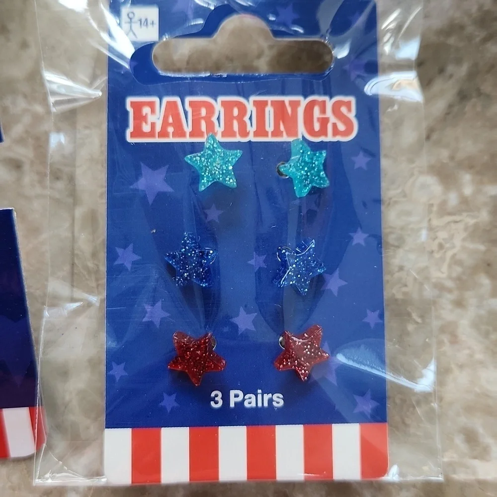 Kids Blue Cap with American Flag, Scrunchies, Clop, Sunglasses, Earrings, New
